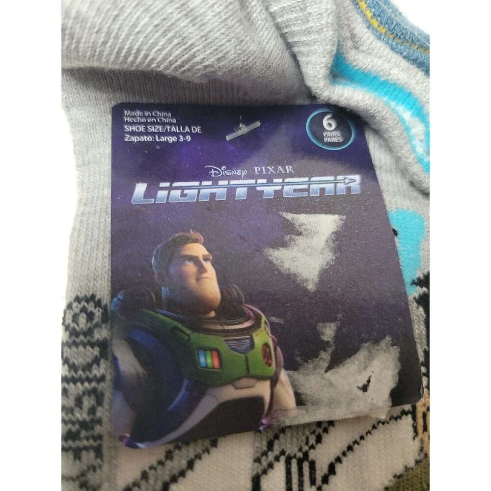 New 6 Pack Disney Pixar Buzz Lightyear Sock Sz 3-9 Men Or Women Adult Socks